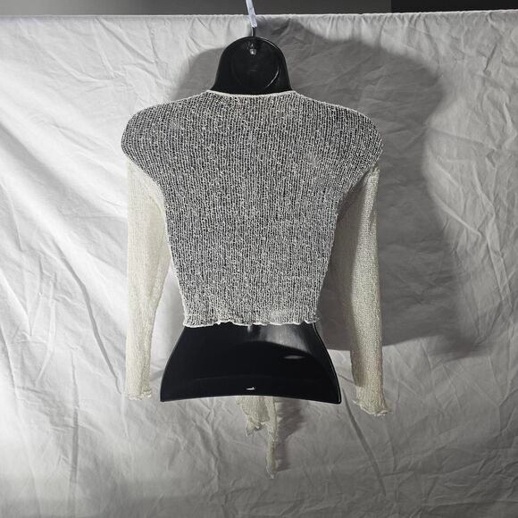 Y2k 90s cream whimsigoth beachy crochet net guaze cover up - Picture 2 of 3